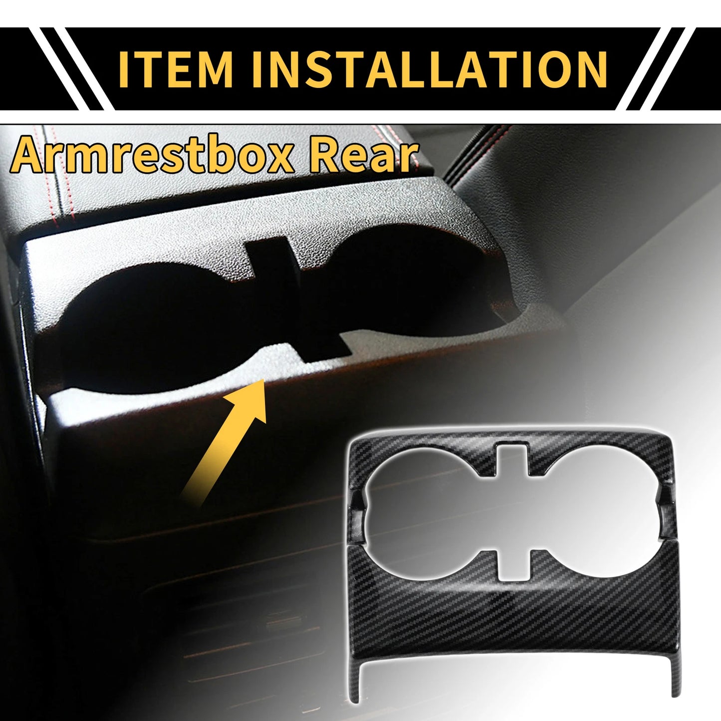 Armrestbox Rear Cup Holder Cover for Chevy Colorado (2023–2024) Carbon Fiber