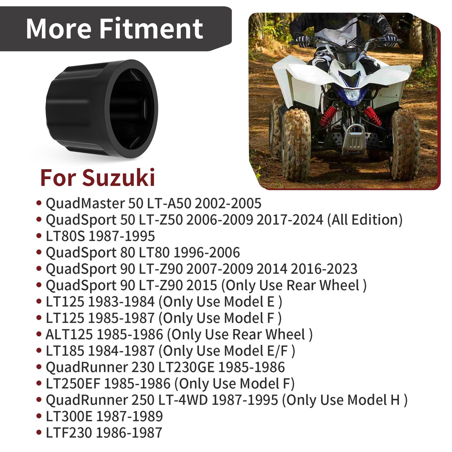 Center Hub Wheel Cap for Suzuki Quadrunner LT 50 90 125 185 230 250 300 (1985–2002)