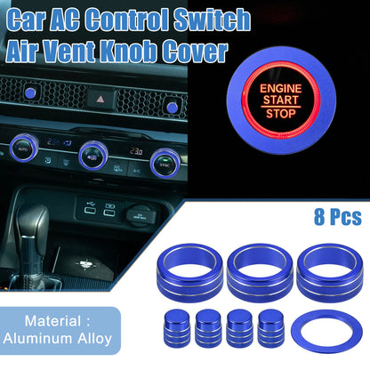 8pcs AC Switch Air Vent Knob Cover for Honda Civic (2022–2023) Blue