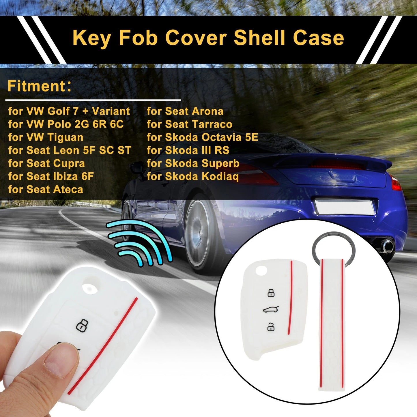 TPU Silicone Car Key Case for VW Golf 7 (2013–2020) - 3 Buttons