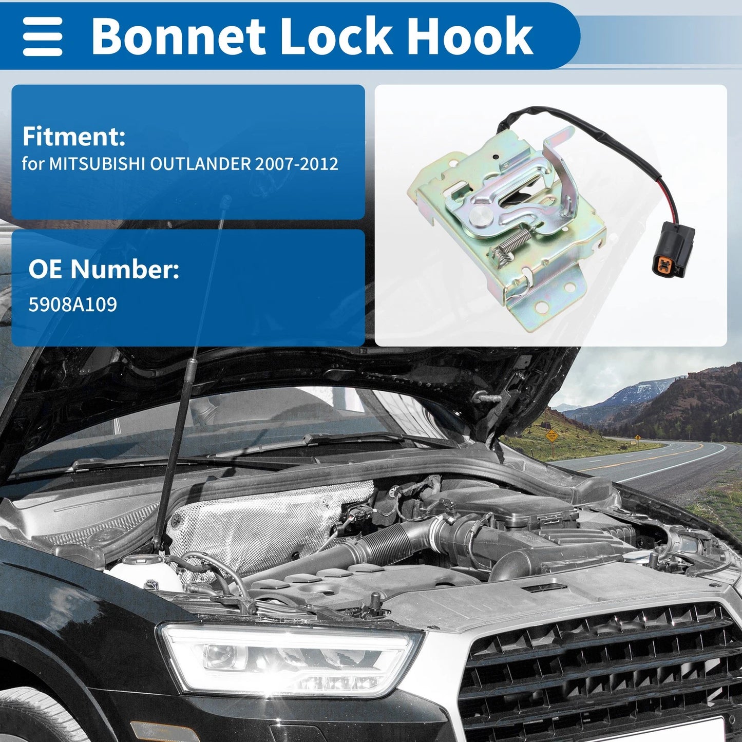 Hood Latch Assembly for Mitsubishi Outlander (2007–2012) No. 5908A109