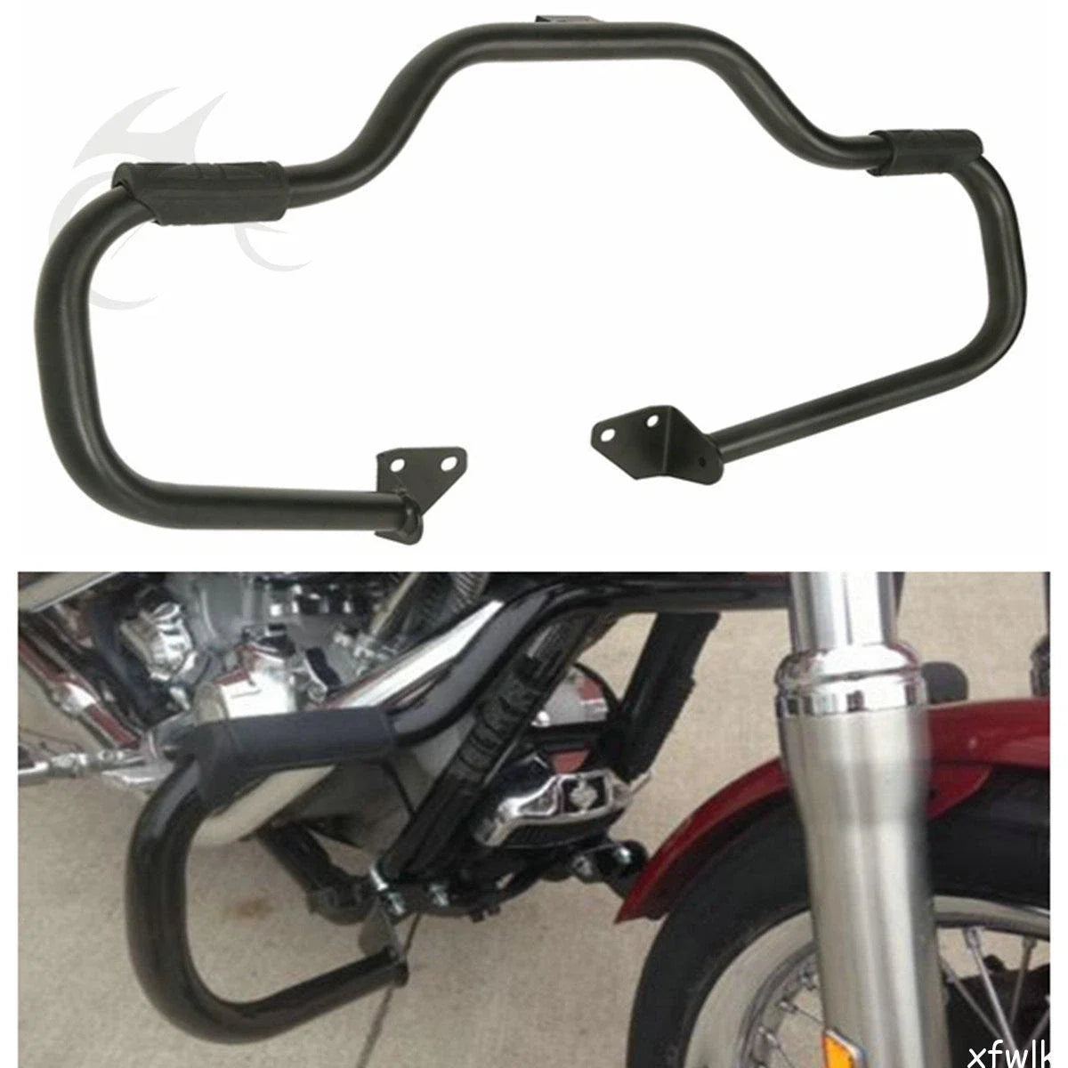 1 1/4" Black Mustache Engine Guard Crash Bar for Harley Dyna (2006-2023)