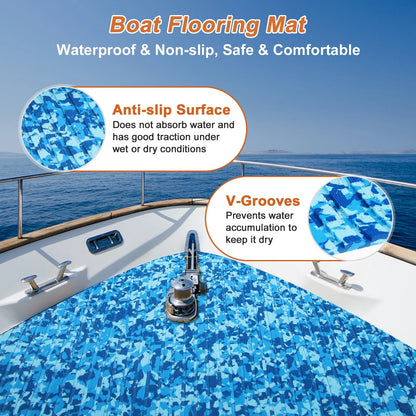 Boat Flooring Strip for Marine Use (96.06"L x 47.24"W, Camouflage Blue)