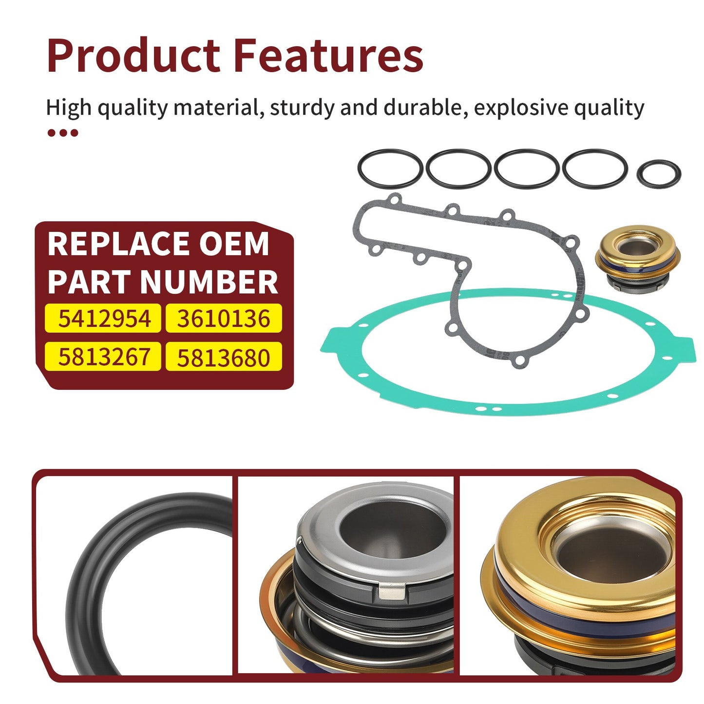 Water Pump Seal Cover Gasket Kit for Polaris Scrambler XP 1000 (2014–2018)
