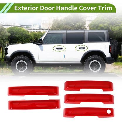 Set of 1 Exterior Door Handle Cover Trim for Ford Bronco (2021–2025) Red ABS