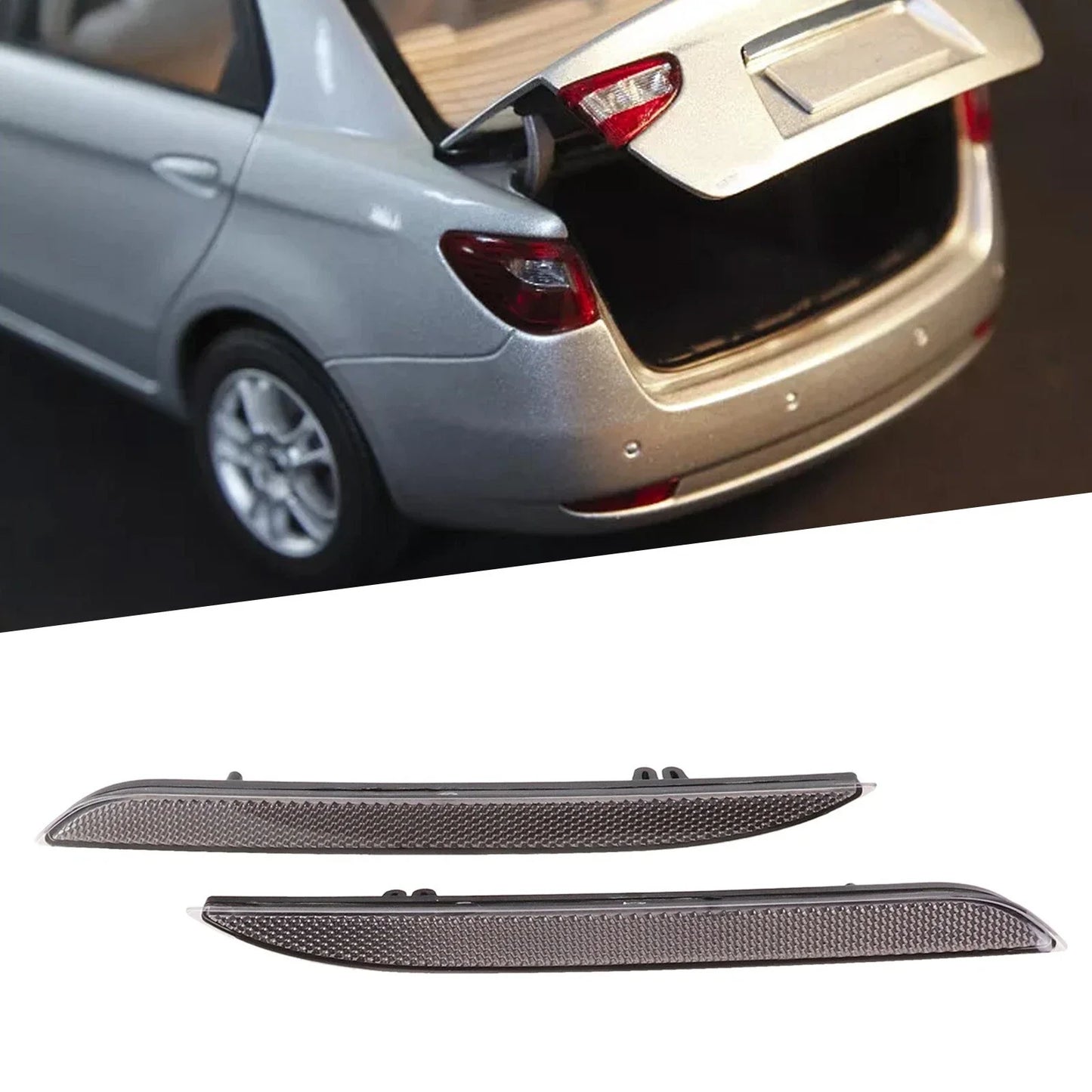 Black Smoked Lens Rear Bumper Reflector Lenses for Ford Mustang (2015–2017)