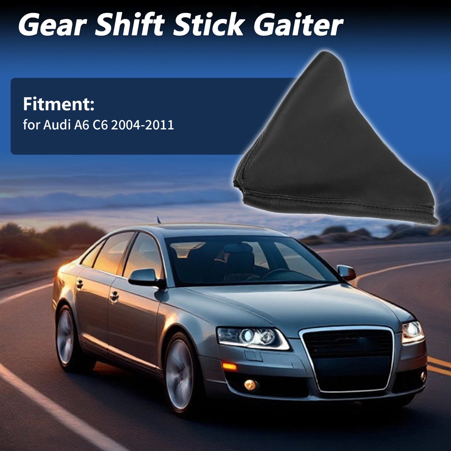 Gear Shift Stick Gaiter for Audi A6 C6 (2004–2011) Black Leather