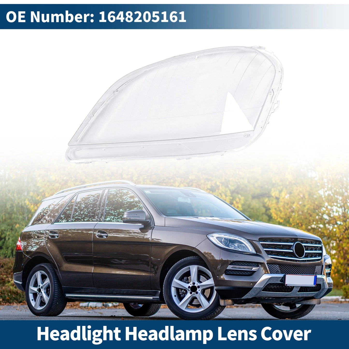 1 Pc Front Left Headlight Lens Cover for Mercedes-Benz ML350 (2006–2011) No. 1648205161