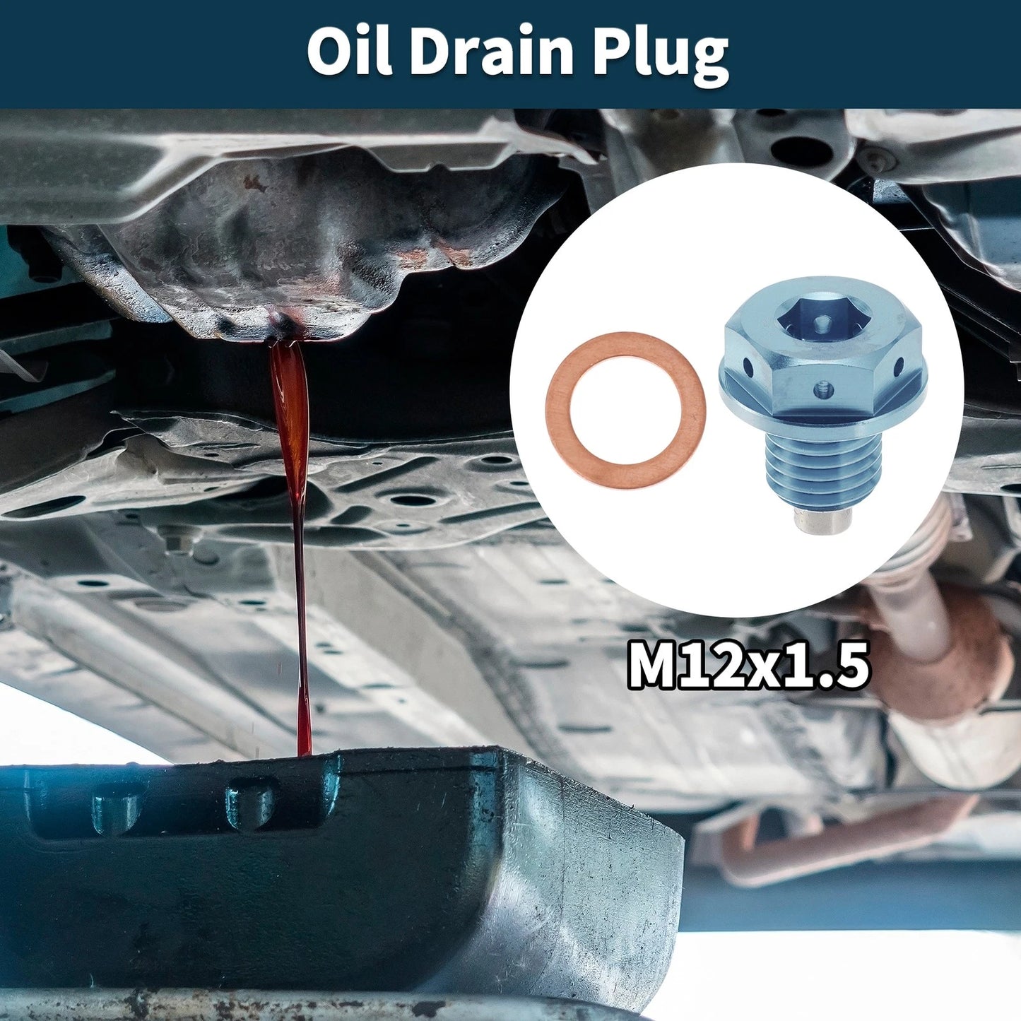 M12x1.5 Magnetic Oil Drain Plug for Universal Applications (Titanium Alloy)
