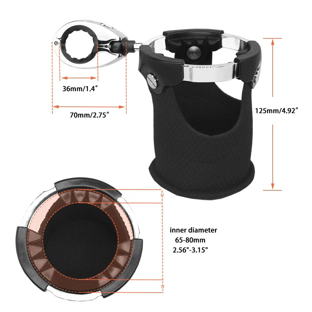 Universal Motorcycle Handlebar Cup Holder Cradle Basket Cage Bracket