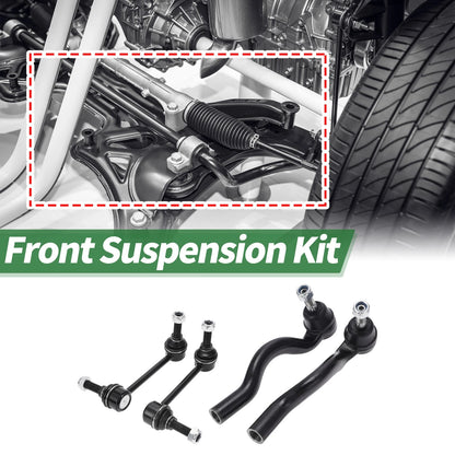 Set of 4 Front Suspension Kit Outer Tie Rod End Sway Bar Link for Dodge Durango