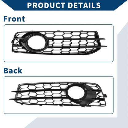 1 Pair Front Fog Light Grill for Audi A3 (2003–2012) No. 8P0807682K/8P0807681AF Black