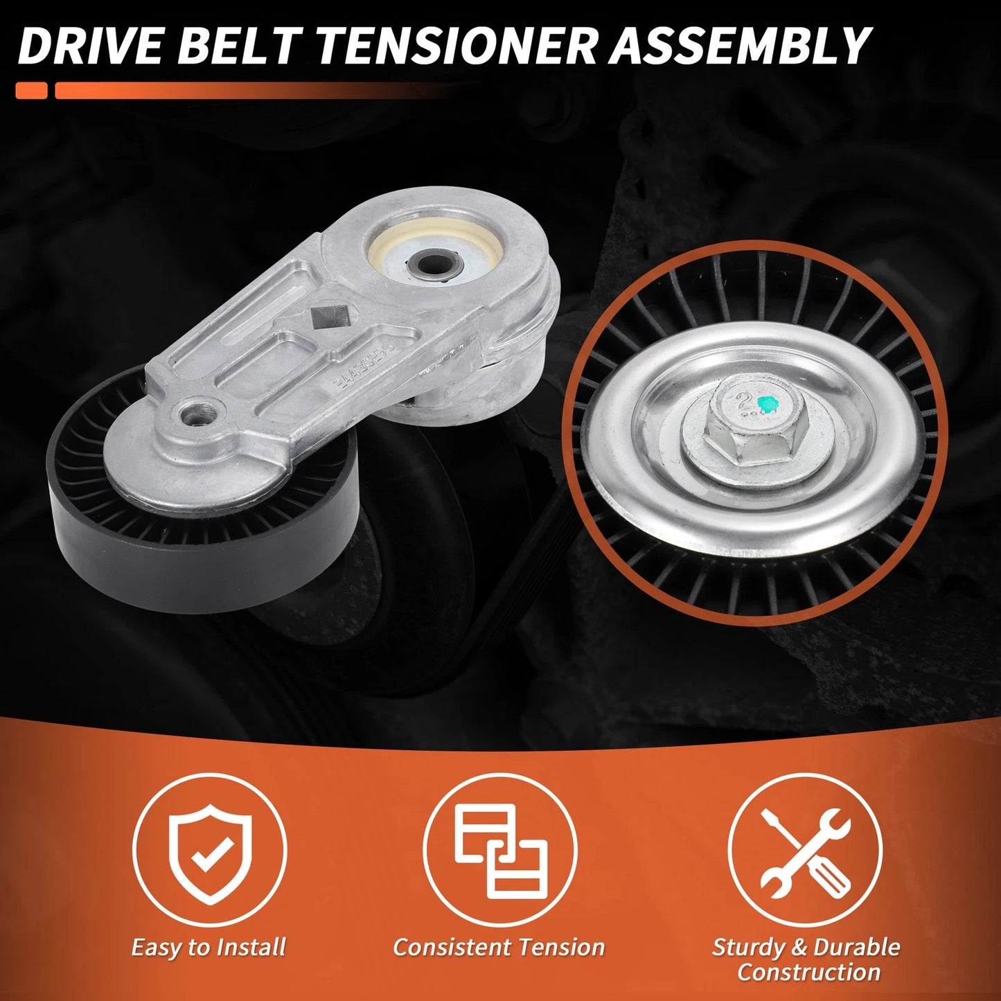 Set of 2 Drive Belt Tensioner Kit for Chevrolet Cobalt (2005–2010) 2.0L 4 Cyl