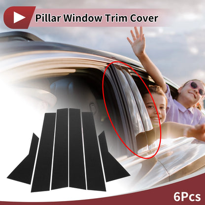 6 Pcs Door Pillar Window Trim for KIA Rio (2012–2015) Black Carbon Fiber