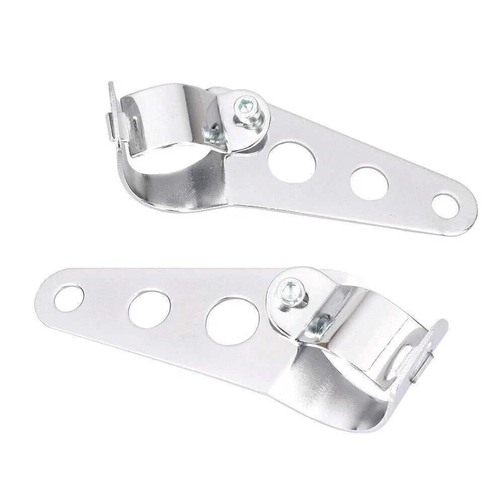 Fork Mount Headlight Brackets for Cafe Racer Bobber Chopper Silver