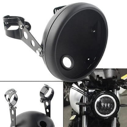 7" LED Headlight Shell w/ Bracket for Harley Motorcycle Matte Black