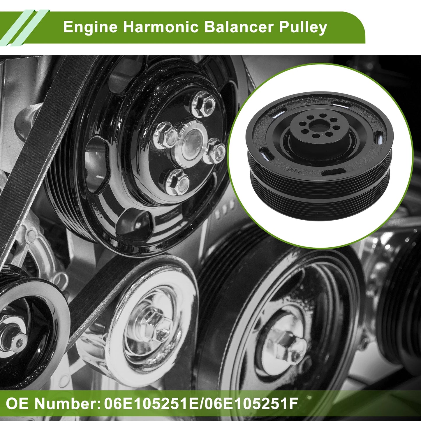 Engine Harmonic Balancer Crankshaft Pulley for Audi A7 (2012–2018) No. 06E105251E/06E105251F