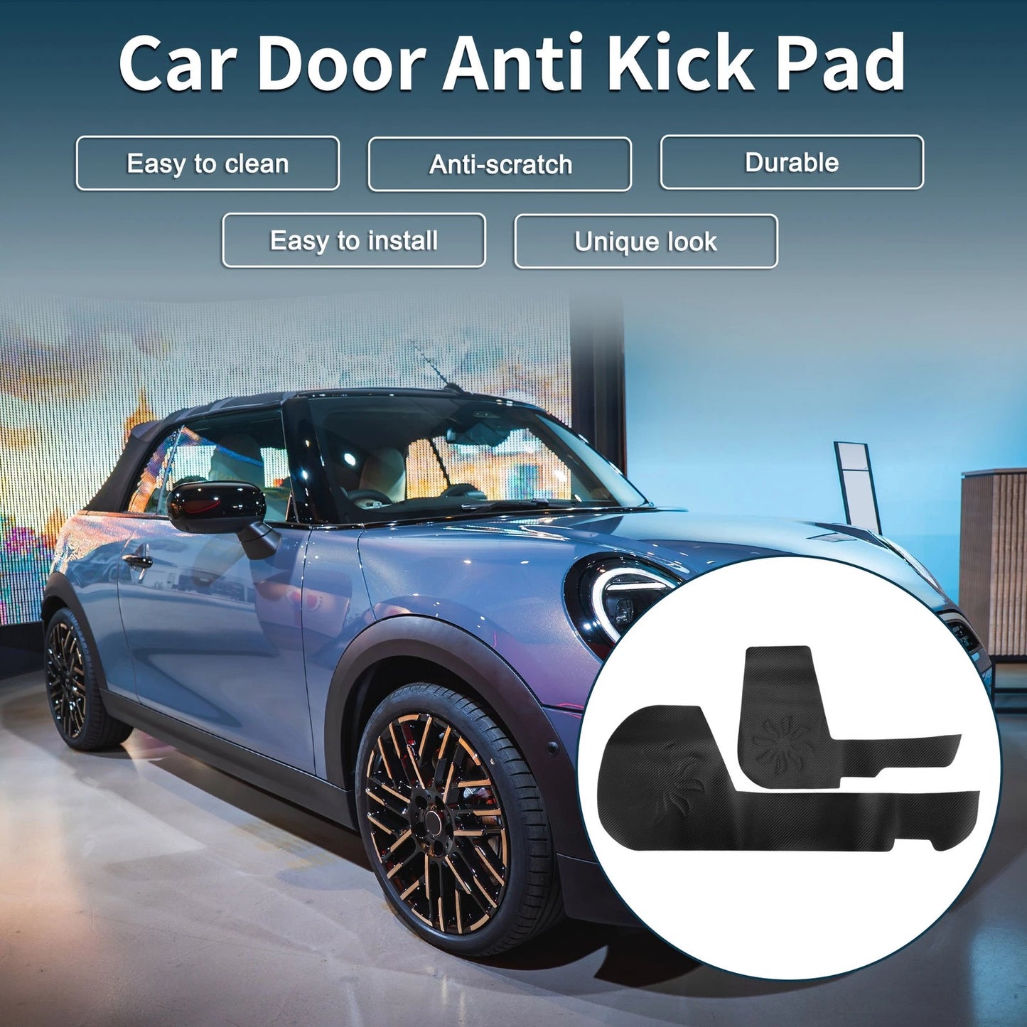 Set of 4 Leather Anti Kick Pad Stickers for Mini Cooper F65 (2014–2021)