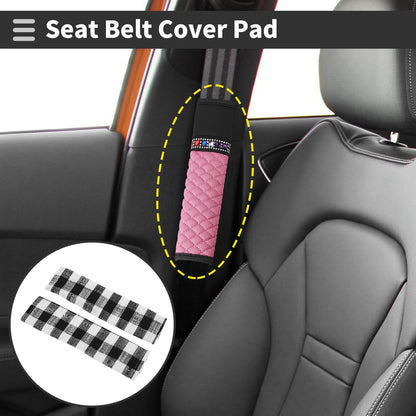 Set of 2 Black Seat Belt Cover Pads for Universal Fit (24cm)