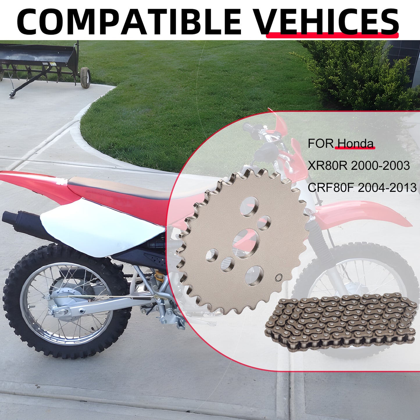 Camshaft Sprocket & Timing Chain for Honda XR80R CRF80F (2000–2013)