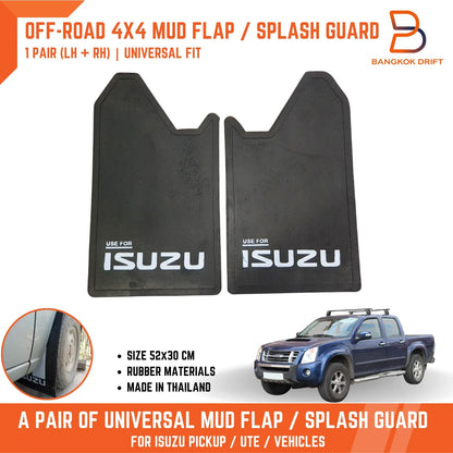 Isuzu 4WD 4x4 Off-Road Mud Flaps Splash Guards  Black Rubber