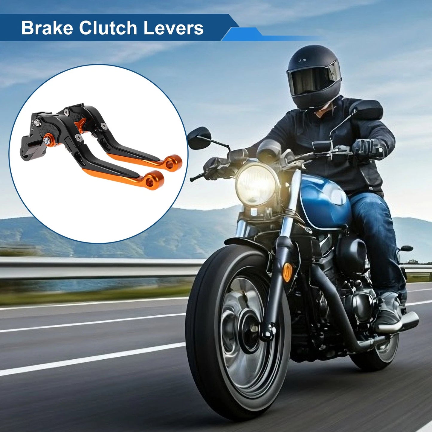 Adjustable Brake Clutch Lever for Kawasaki Ninja 650R (2006–2018) Black Orange