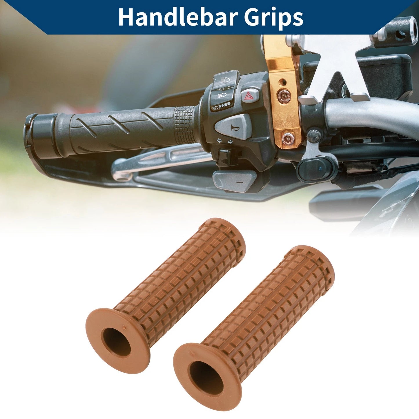 7/8" Motorcycle Hand Grips   - Light Brown