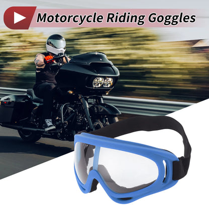 Motorcycle Riding Goggles Clear Lens Light Blue Frame (Universal Fit)