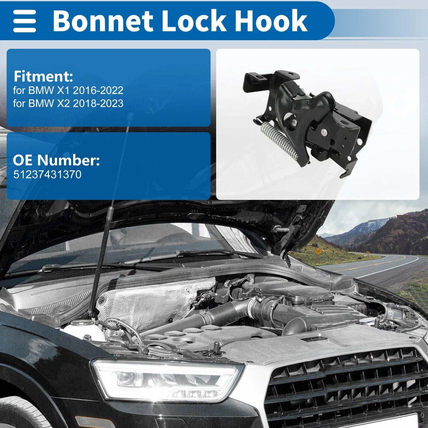 Hood Latch Assembly for BMW X1 Engine Hood Lock