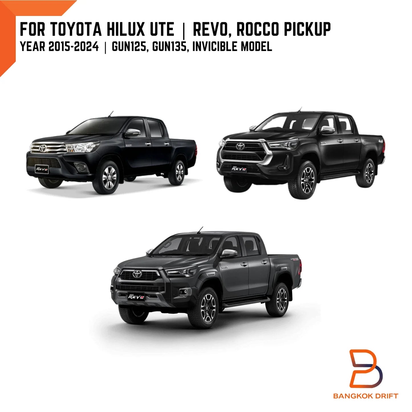 PAIR Rear Bumper Cover Plates for Toyota Hilux Ute (2015-2023)