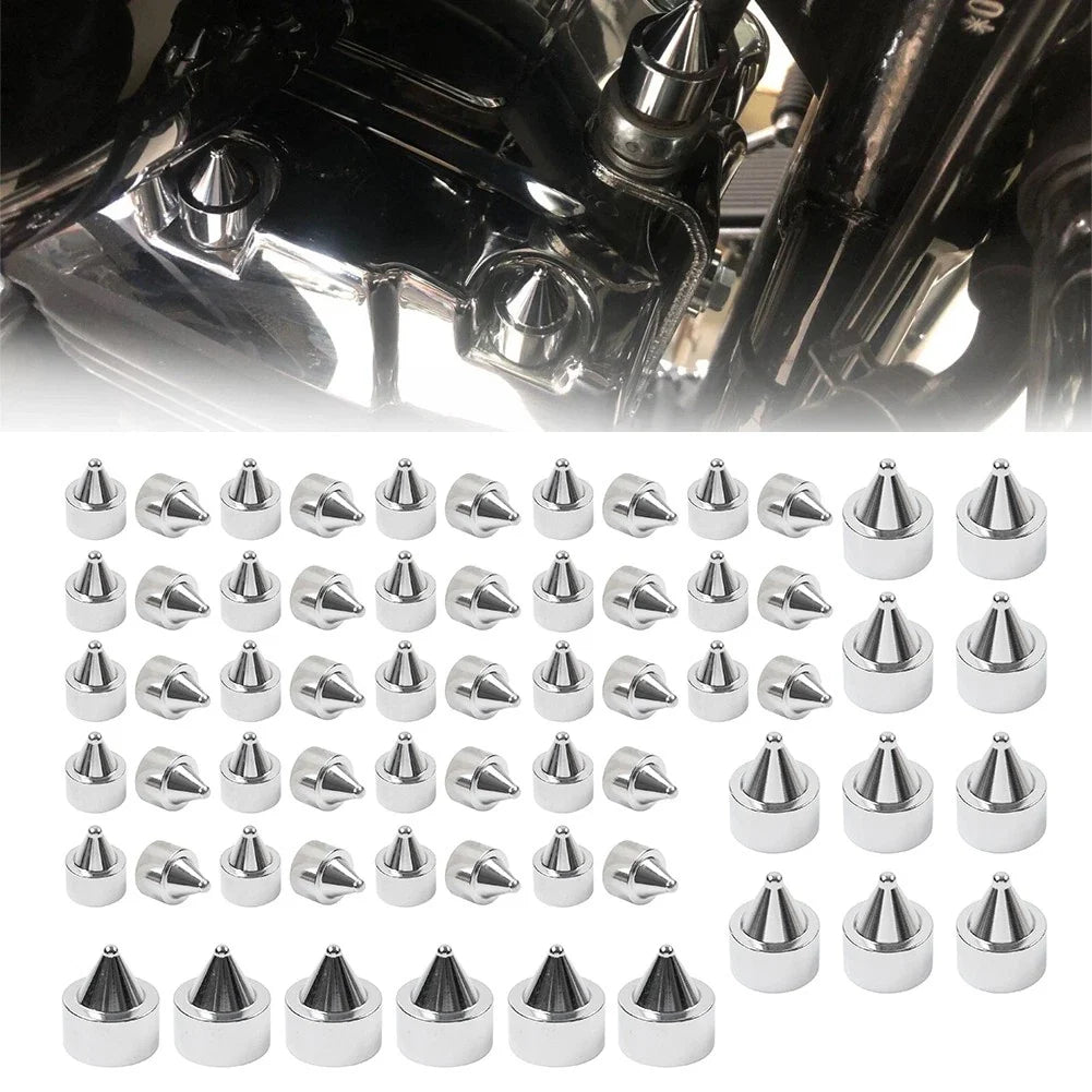 62X Engine Bolt Chrome Cap Kit for Harley Touring Road King Softail Trike (18-24)