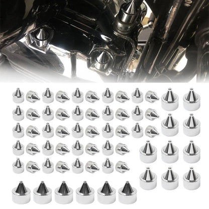 62X Engine Bolt Chrome Cap Kit for Harley Touring Road King Softail Trike (18-24)
