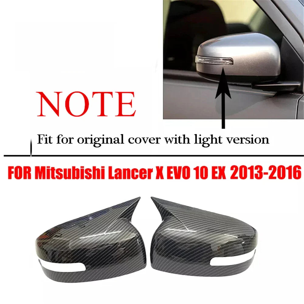 Side Mirror Covers Carbon Fiber Look for Mitsubishi Lancer EVO (2013-2016)