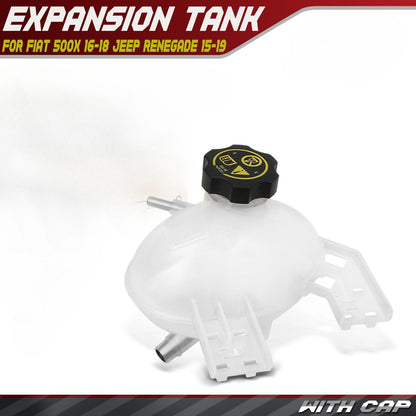 Coolant Expansion Tank with Cap for Fiat 500X (2016–2018) Jeep Renegade (2015–2021)