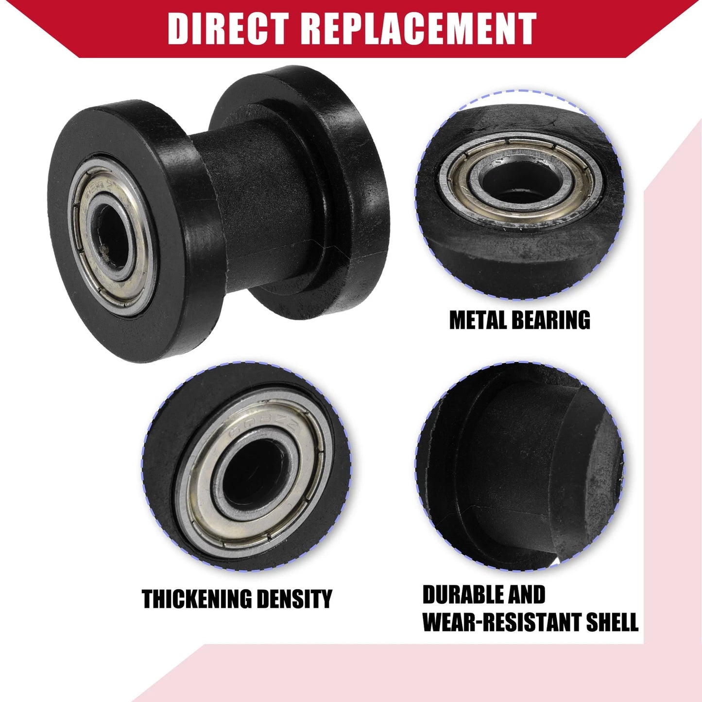 2X 8mm Chain Roller Pulley Tensioner for Motorcycle Mini Bike ATV 125cc