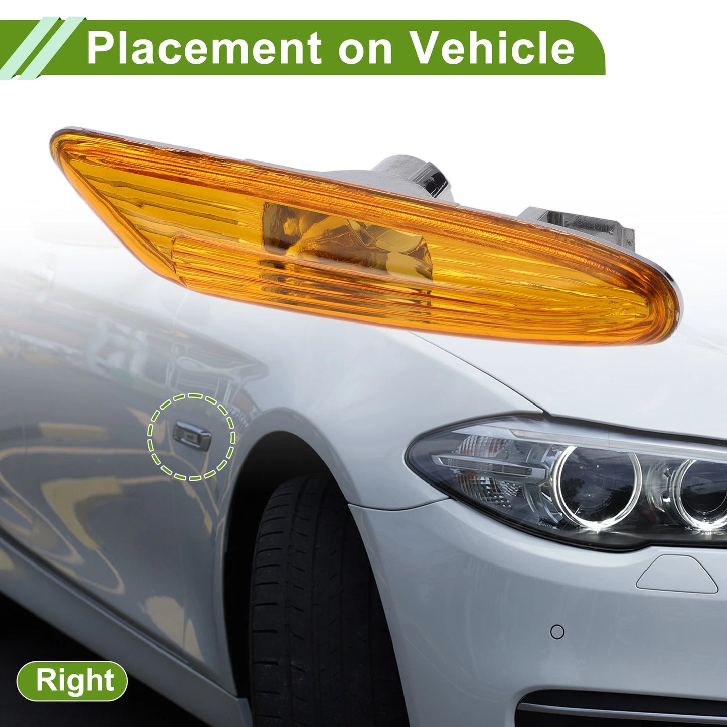 1 Pc Right Side Marker Light Cover for BMW 320i (2002–2005) 63137165914 Yellow