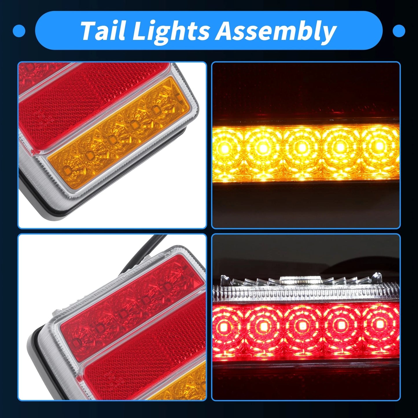 Tail Lights Assembly   12V Red Yellow 2 Pcs