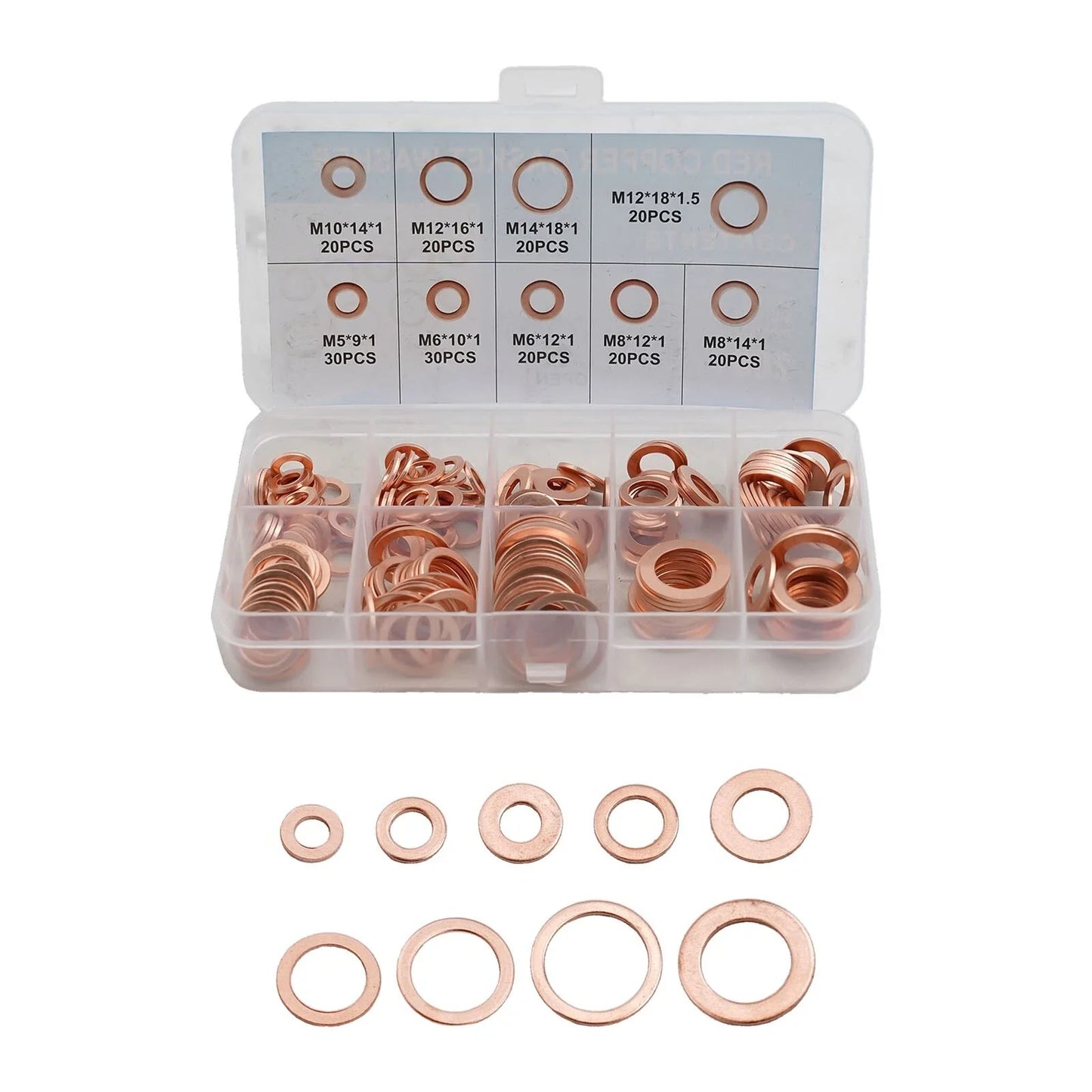 200pcs Diesel Injector Copper Seal Washer Installation for Car Marine