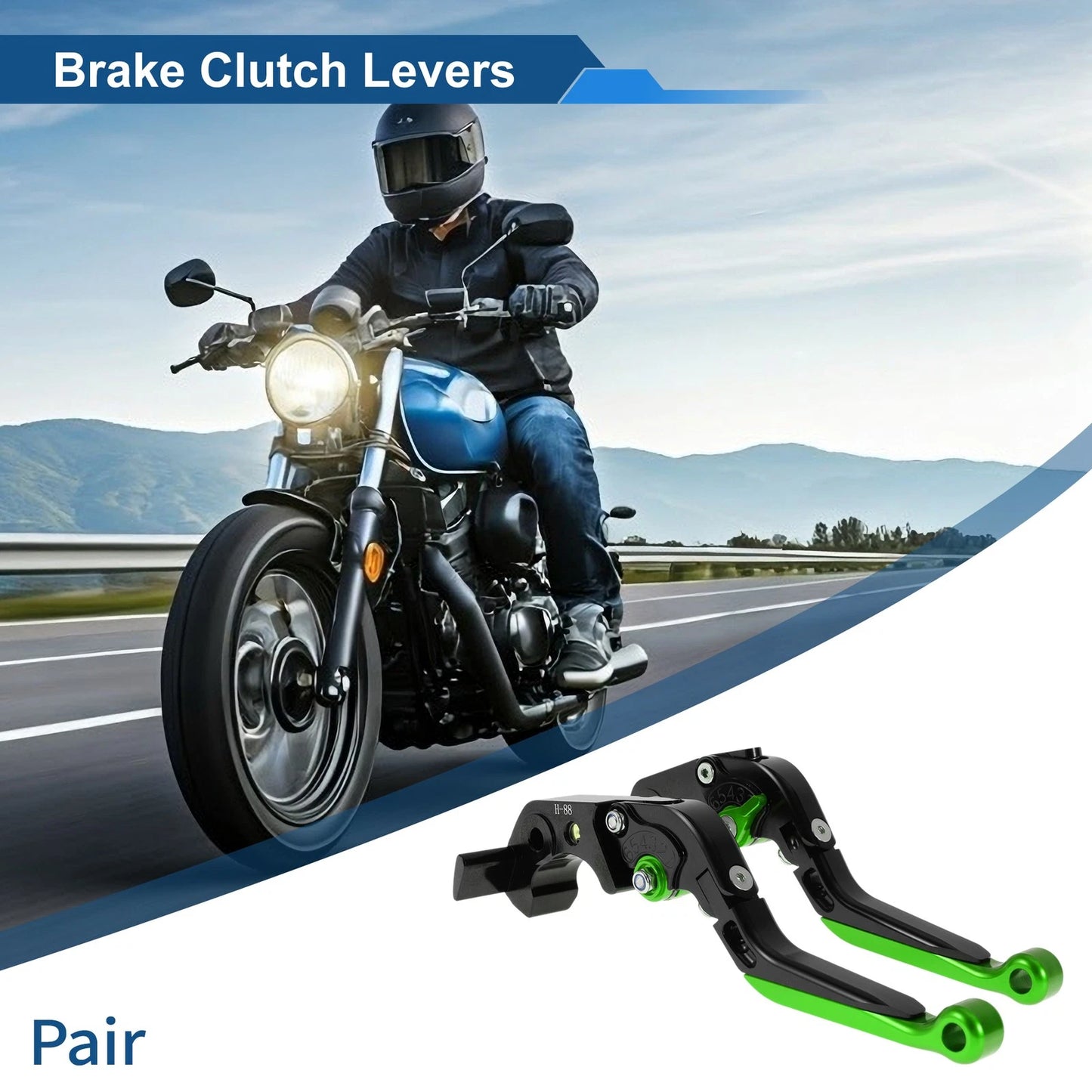 Adjustable Brake Clutch Levers for Kawasaki ZX14R (2006–2017) Black Green