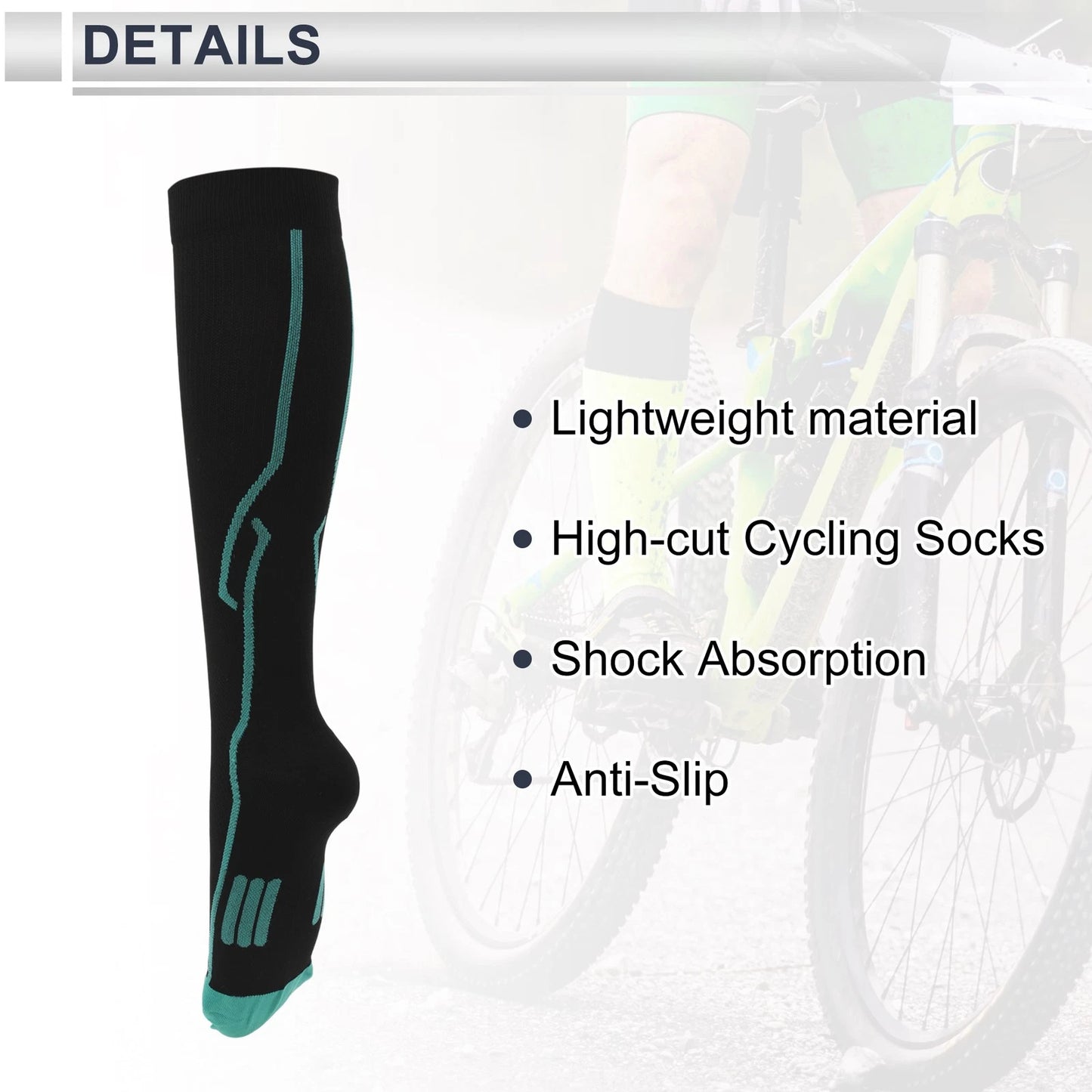 Cycling Socks Shock Absorption Size M High-cut Black Green
