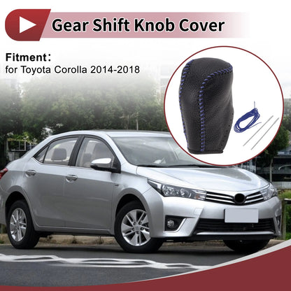 Gear Shift Knob Cover for Toyota Corolla (2014–2018) Blue Faux Leather
