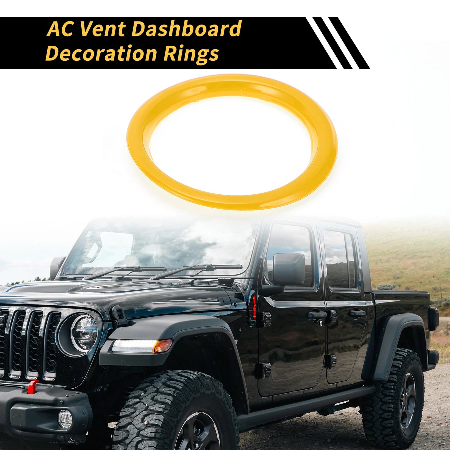 Set of 4 AC Vent Dashboard Decoration Rings for Jeep Wrangler JL JLU (2018–2020) Yellow