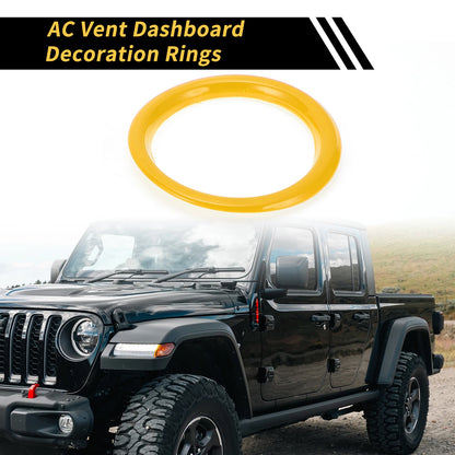 Set of 4 AC Vent Dashboard Decoration Rings for Jeep Wrangler JL JLU (2018–2020) Yellow