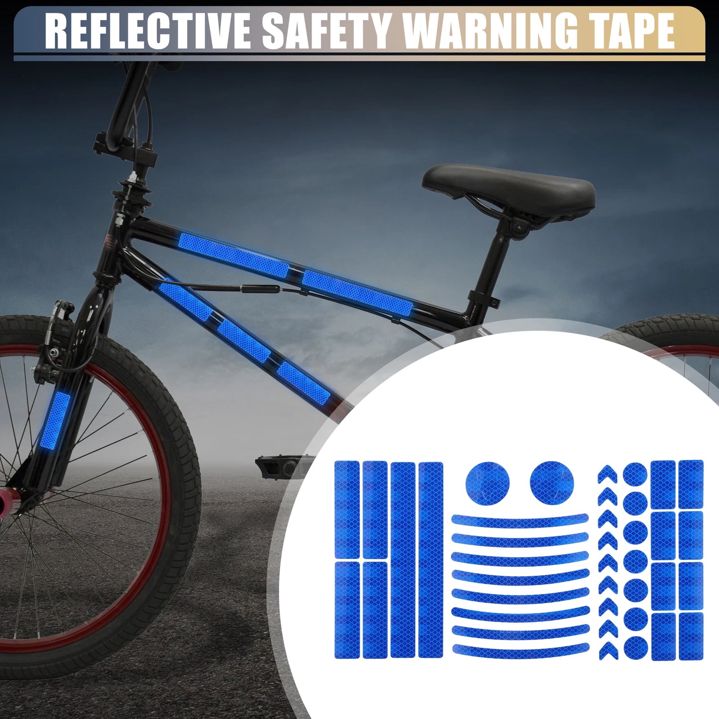 42pcs Reflective Safety Warning Tape for Motorcycles - Blue
