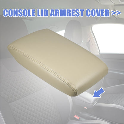Center Console Lid Armrest Cover for Toyota Highlander (2014–2019) Faux Leather Beige