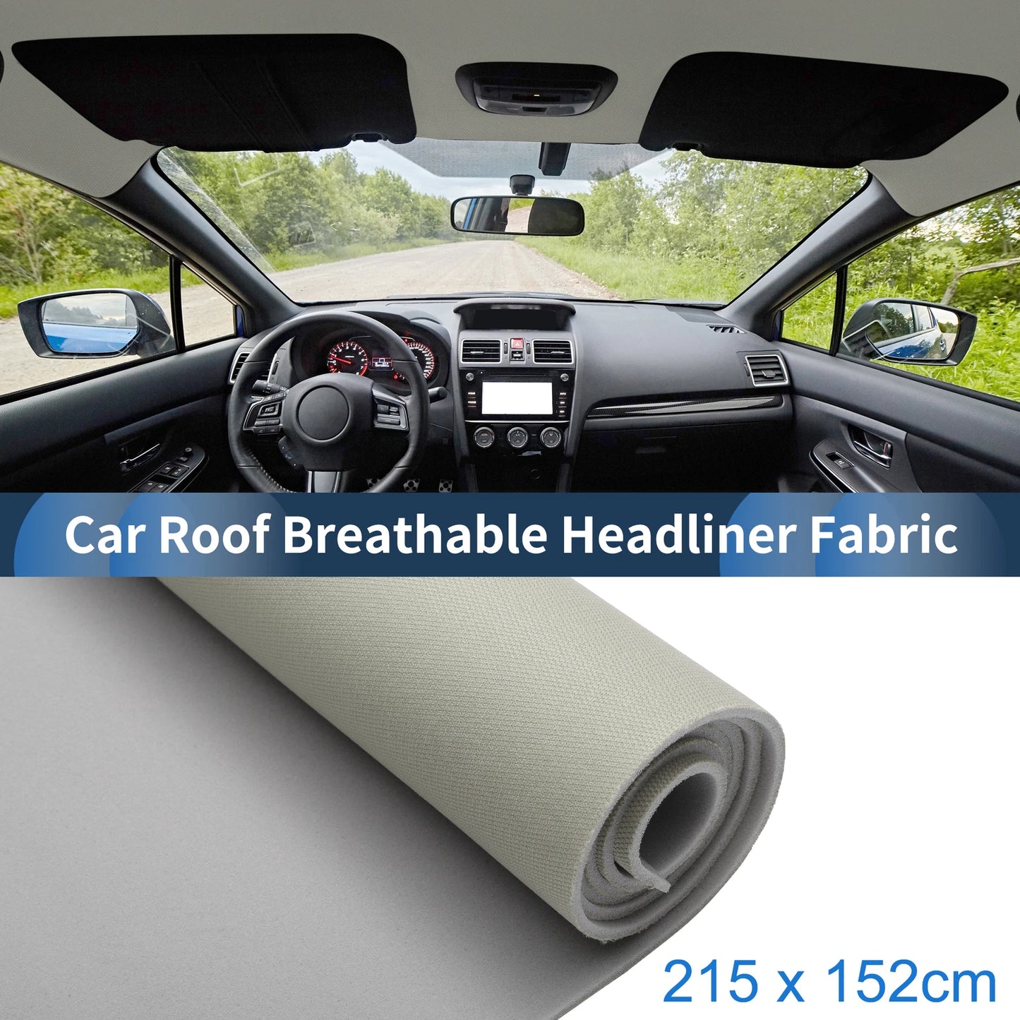 Mesh Fabric Headliner for Car Roof Repair 85"x60" Light Gray