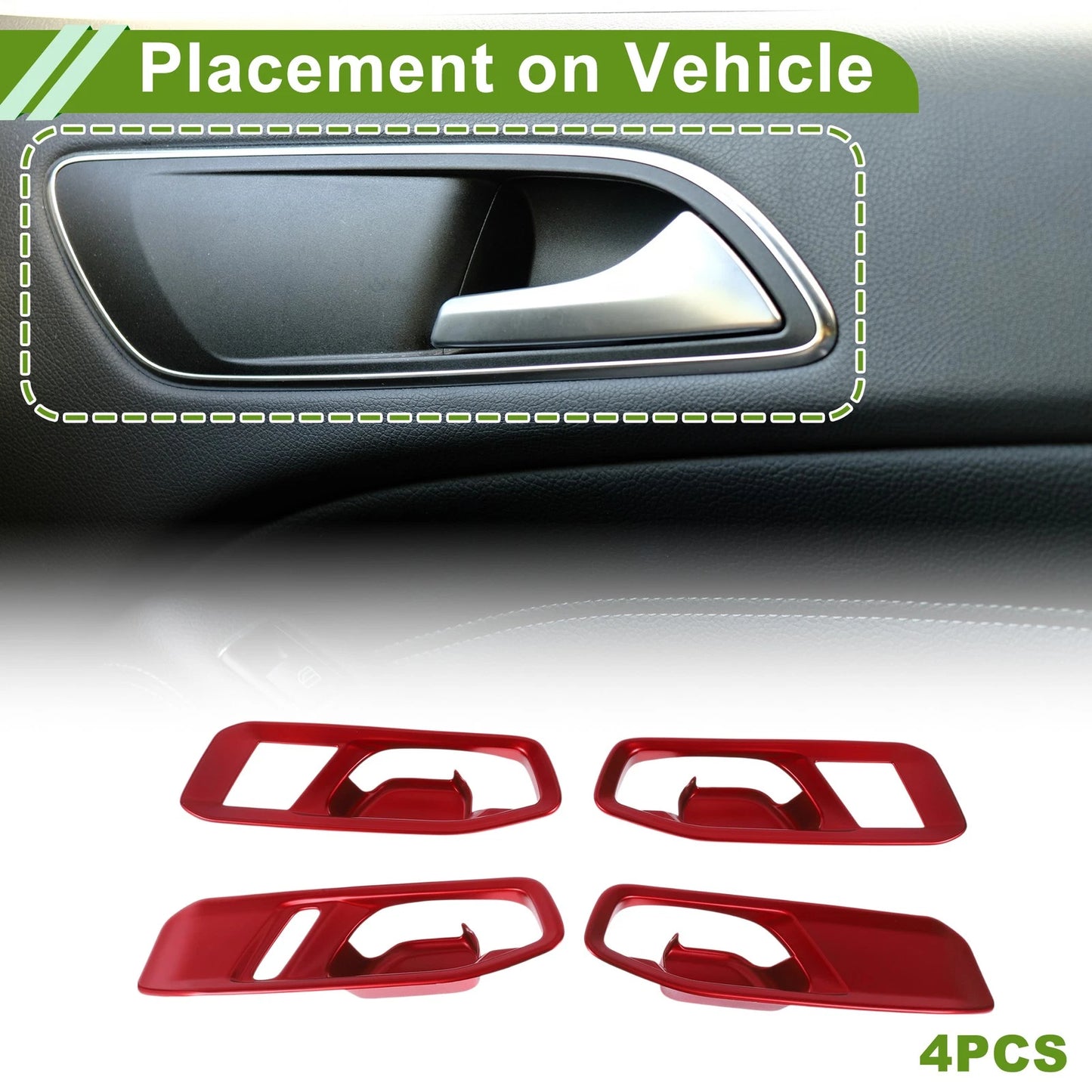 Set of 4 Interior Door Handle Bowl Cover Trim for Honda Accord (2023–2025) Red ABS