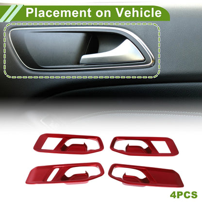 Set of 4 Interior Door Handle Bowl Cover Trim for Honda Accord (2023–2025) Red ABS