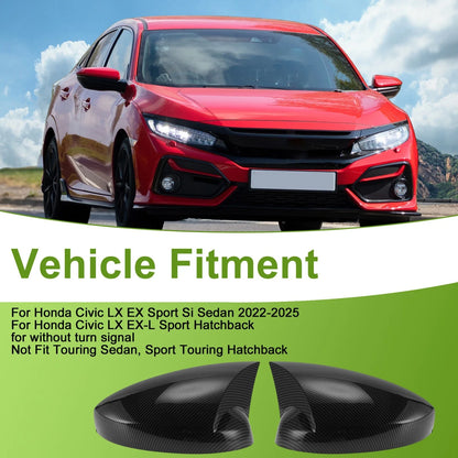 Mirror Cover Cap Replacement Black for Honda Civic LX EX Sport Si (2016-2021)
