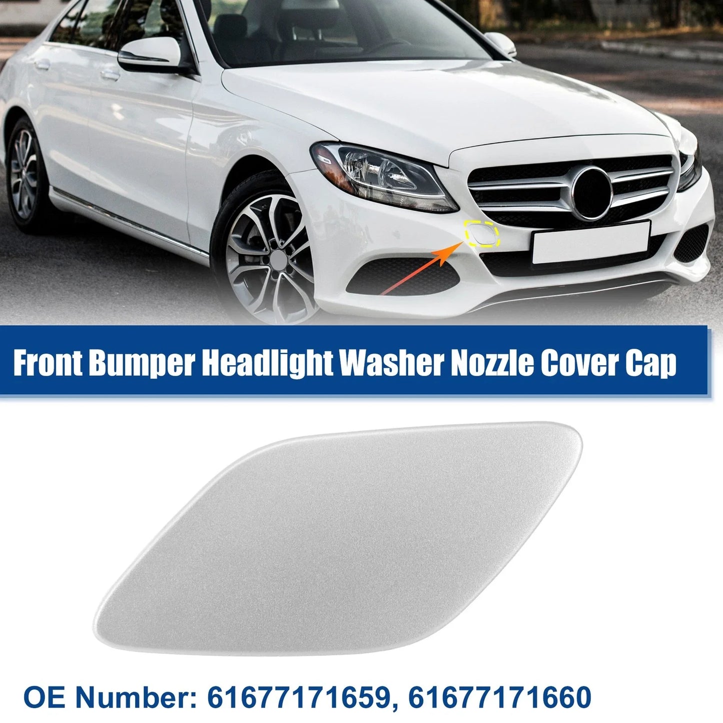 Left Front Bumper Headlight Washer Nozzle Cover Cap for BMW 328i Silver Tone